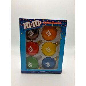 M&M's Kurt S Adler Set of 6 Glass Ornaments Multicolor Candy Christmas MM0106